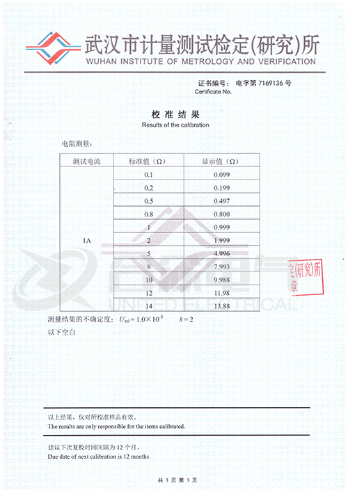 地網(wǎng)接地電阻測試儀證書(shū)